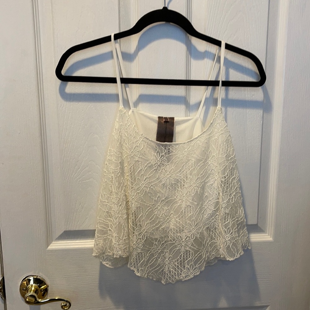 White Lace Flowy Crop Tank